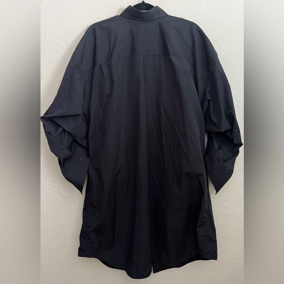 BALENCIAGA Logo-Embroidered Poplin Swing Dress button down$1,790 blk 36FR 4US - Picture 11 of 13